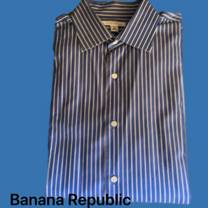 Classic Banana Republic XL Blue/White Striped LS